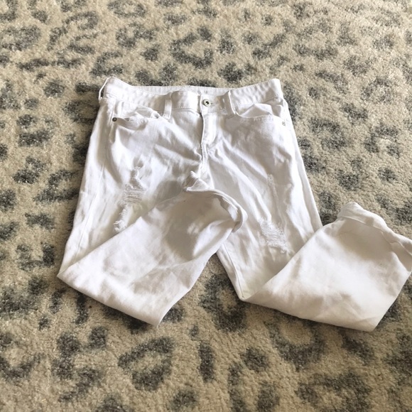 White Ripped Capris - Picture 2 of 5
